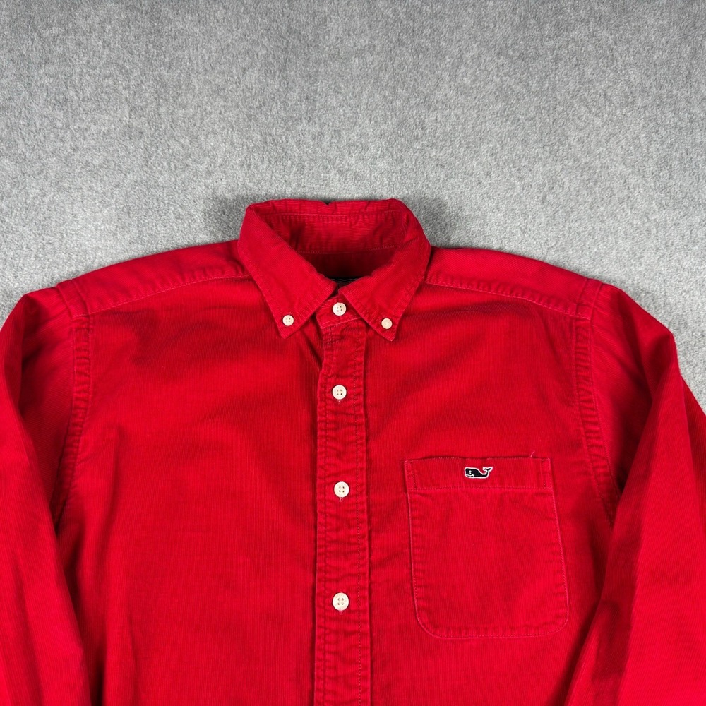 Vineyard Vines Tucker Shirt Mens Small Corduroy Button Down Whale Logo Red
